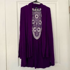 Purple Cardigan With Back Detailing